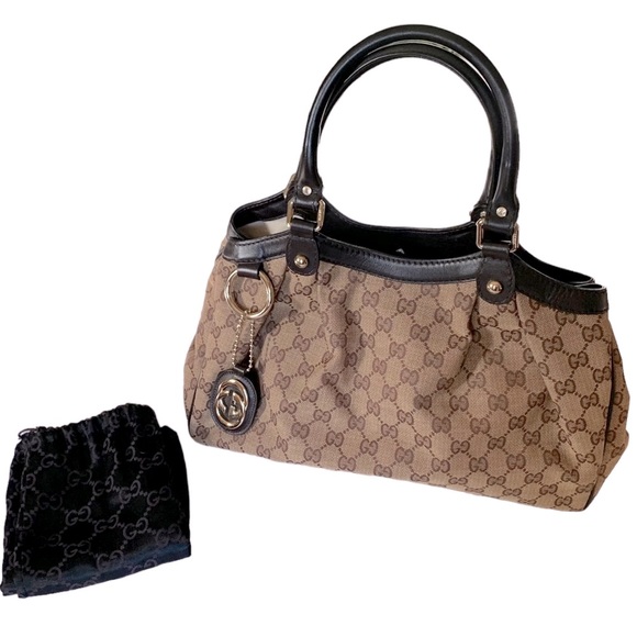 Like New GUCCI Sukey GG Canvas Medium Tote Shoulder Bag Brown Tan Monogram - Picture 4 of 17